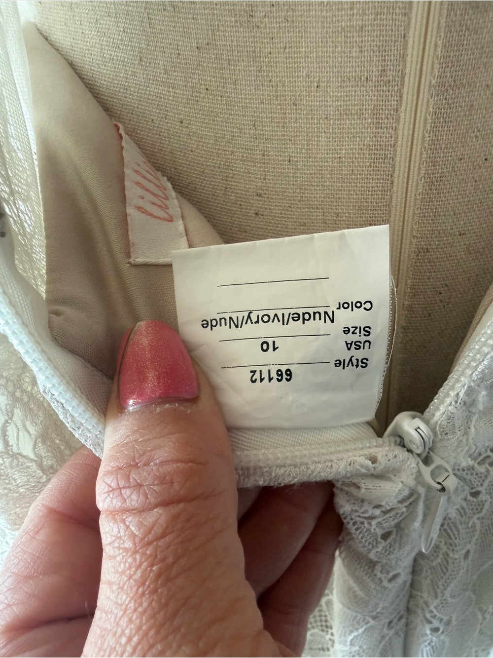 Lillian West Fit-and-Flare Lace Wedding Dress - Ivory - Picture 6 of 17